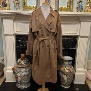 NWT “Love for Humanity” vegan suede tan trench coat